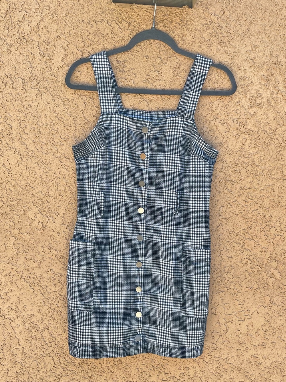 90s Mall Punk Black White Plaid Dress Small Stretch Whimsy Goth Y2K Grunge
